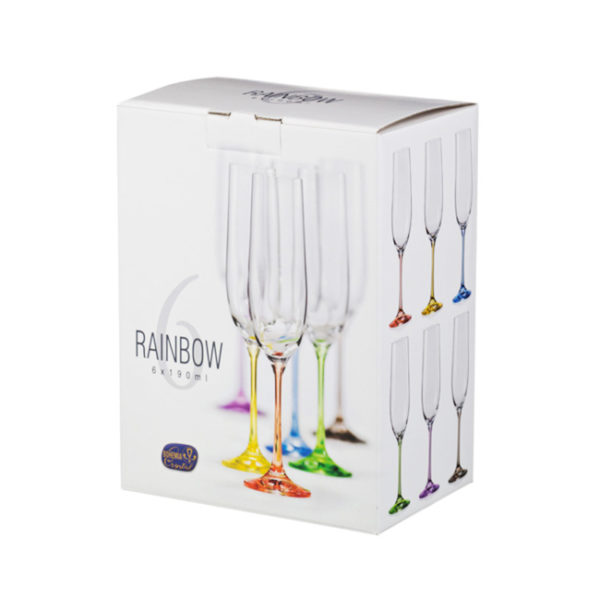 9 oz Champagne Flute, Pride Collection Rainbow